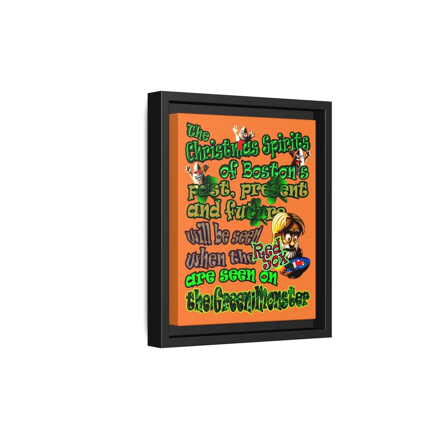 christmas spirits of boston - framed canvas art (crusta)