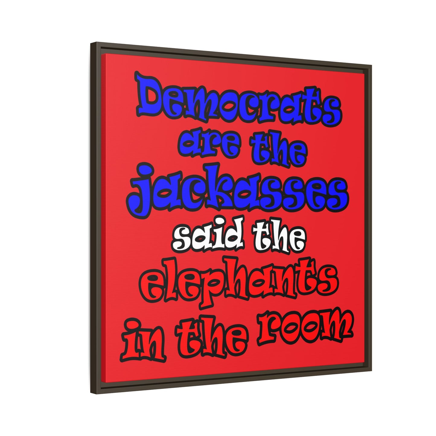 donkeys and elephants - framed canvas art (red)