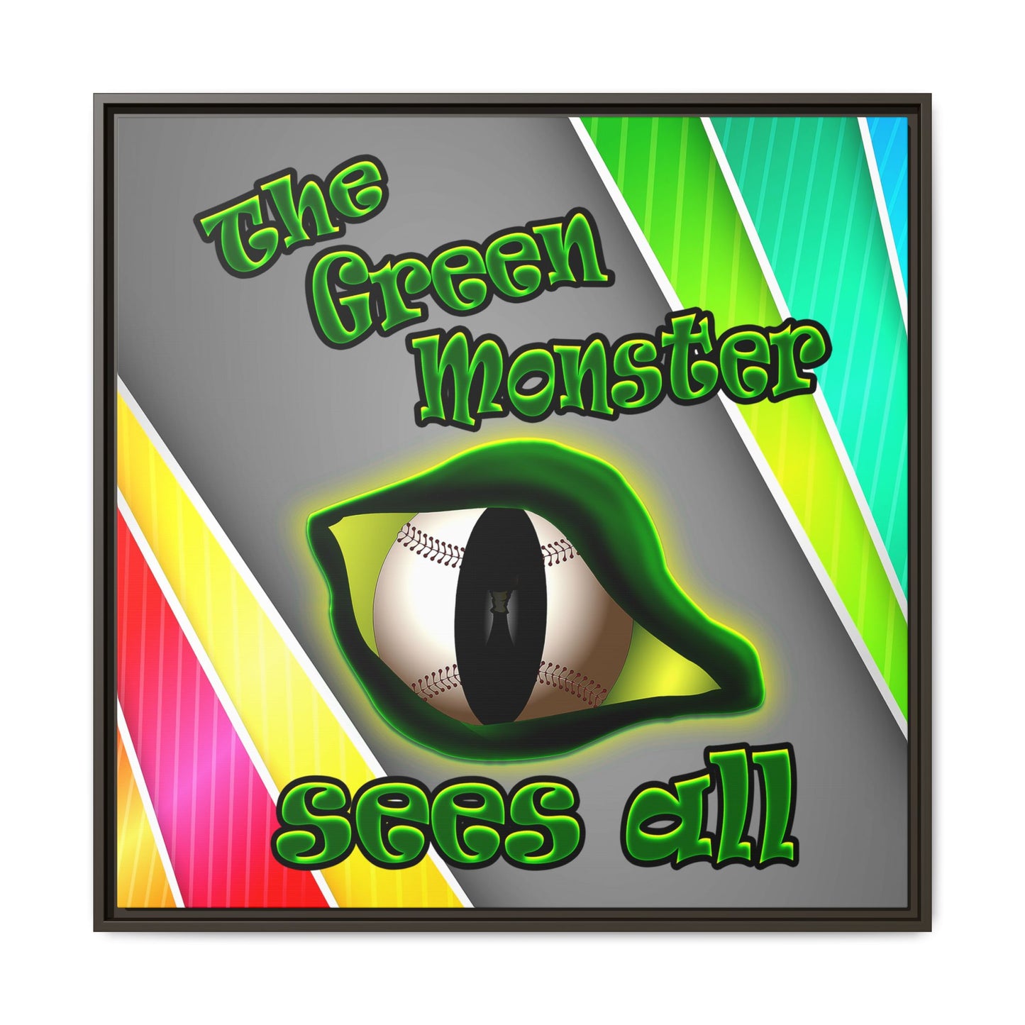 green monster - framed canvas art (rainbow split)