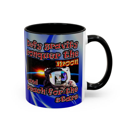 defy conquer reach - Accent Mug (blue-white wave)