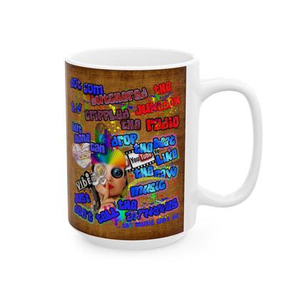 drop the beat - White Mug (brown papyrus)