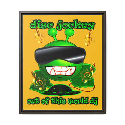 disc jockey - framed canvas art (yellow)
