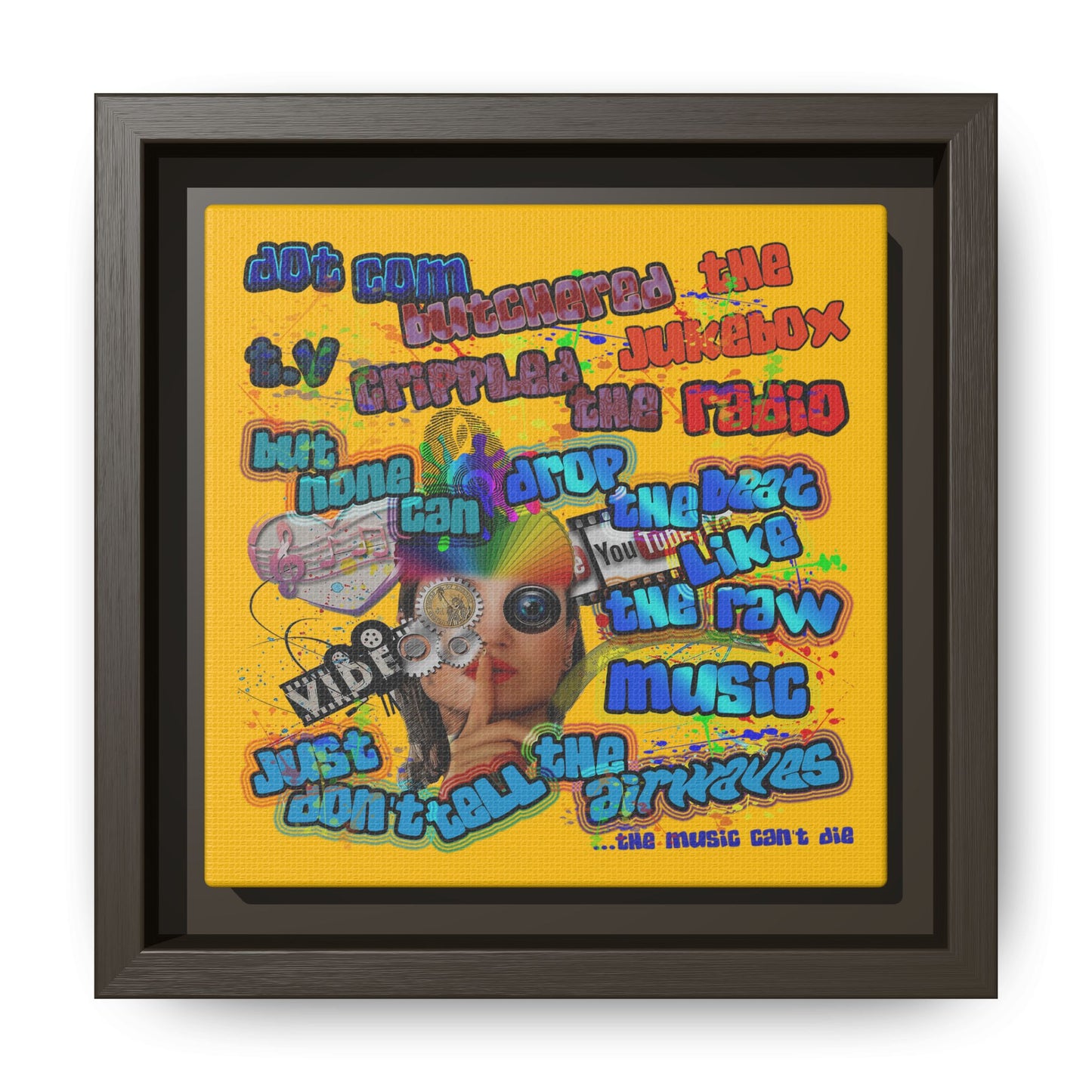 drop the beat - framed canvas art (yellow)