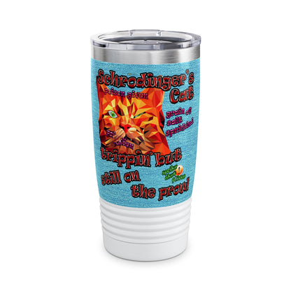 schrodinger's cat - Ringneck Tumbler, 20oz (faded blue)