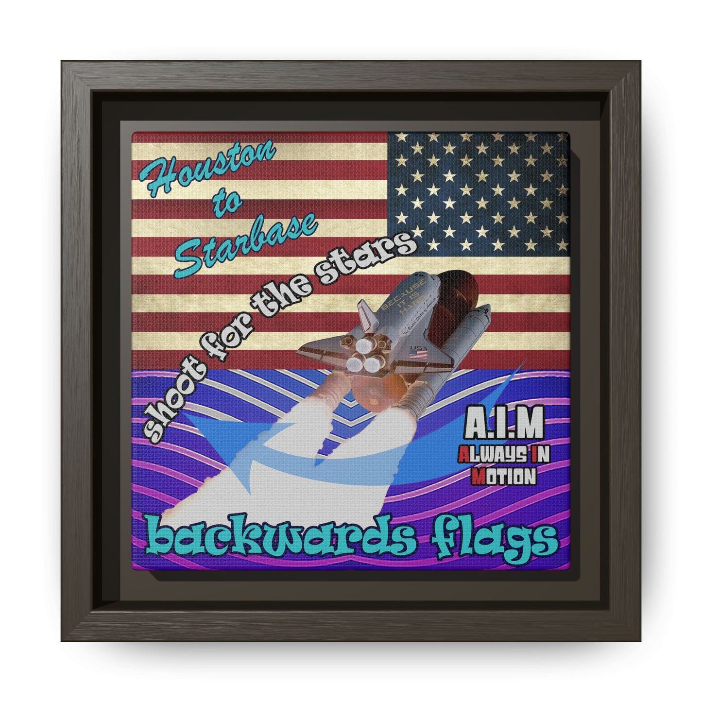 shoot for the stars - framed canvas art (purple wave)