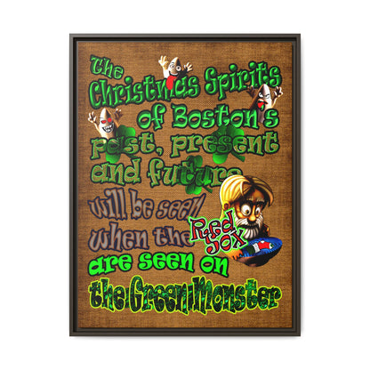 christmas spirits of boston - framed canvas art (brown papyrus)