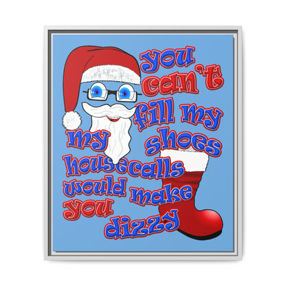 santa's shoes - framed canvas art (light blue)