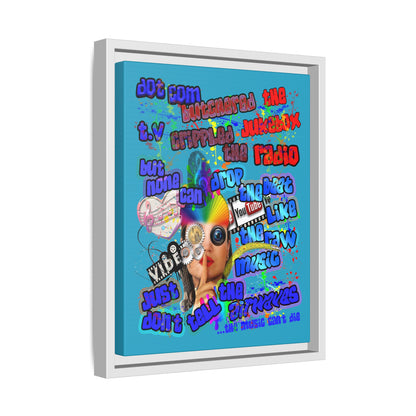 drop the beat - framed canvas art (turquoise)