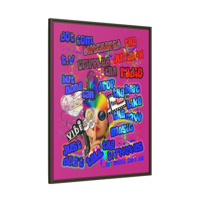 drop the beat - framed canvas art (pink)