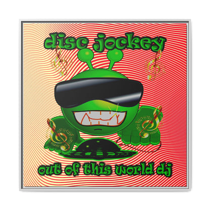 disc jockey - framed canvas art (yellow-orange wave)