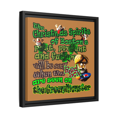 christmas spirits of boston - framed canvas art (light brown)