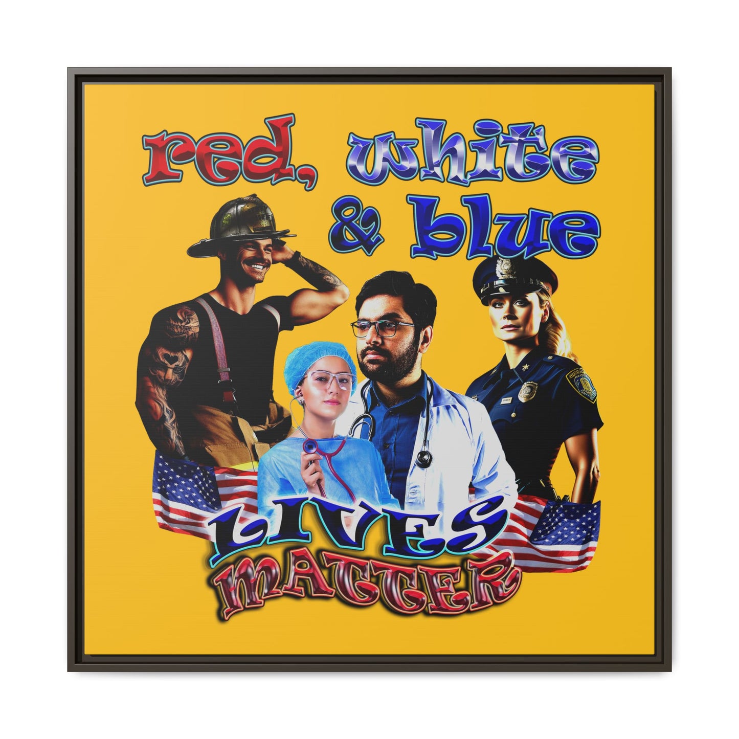 rw&b lives matter - framed canvas art (yellow)