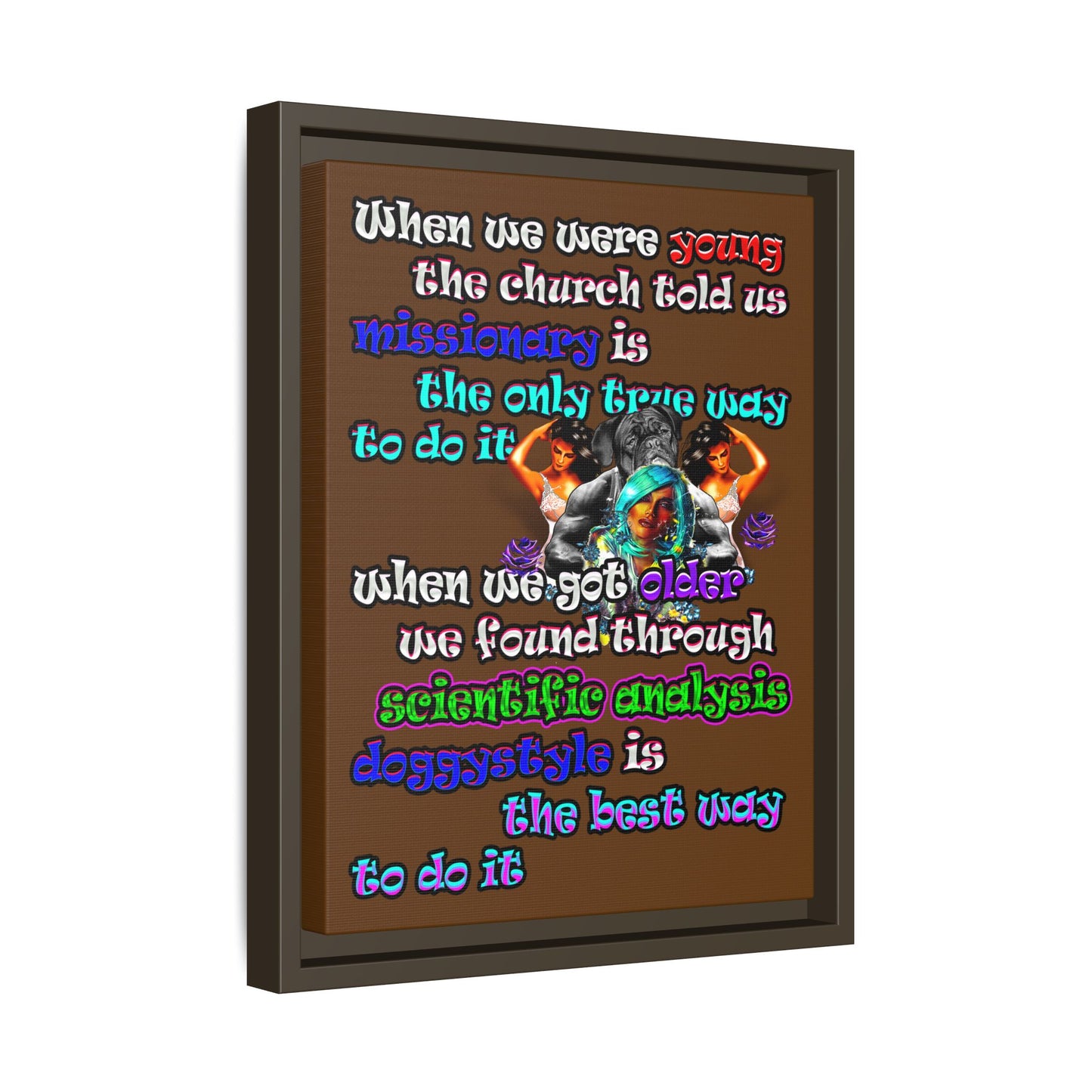 doggystyle - framed canvas art (brown)