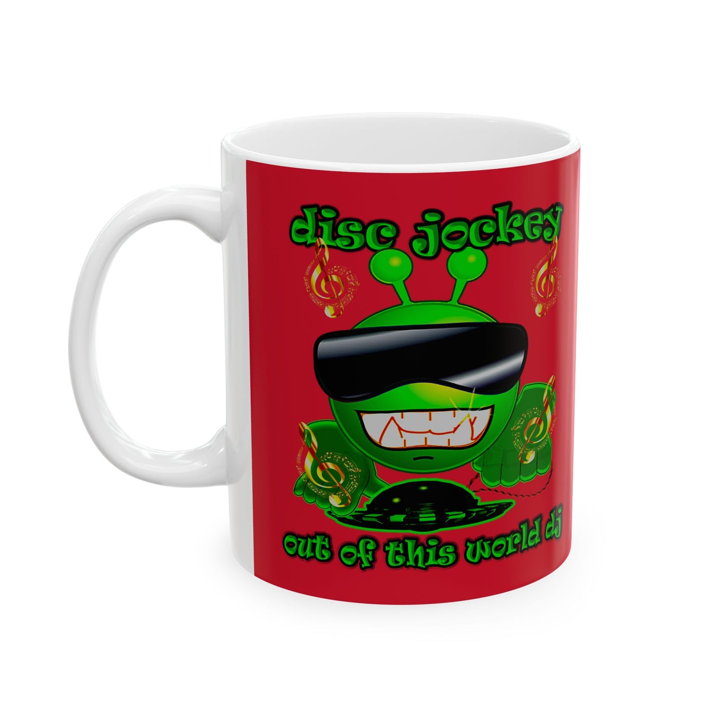 disc jockey - White Mug (dark red)