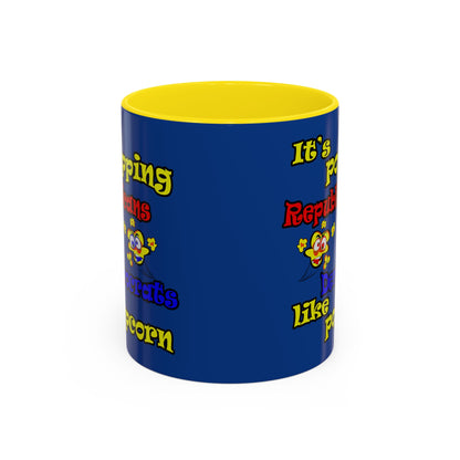 popping like popcorn - Accent Mug (dark blue)