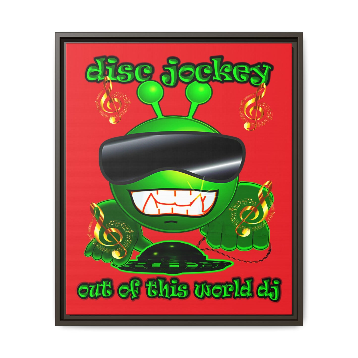 disc jockey - framed canvas art (red)