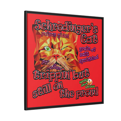 schrodinger's cat - framed canvas art (red)