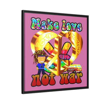 love peace - framed canvas art (light pink)