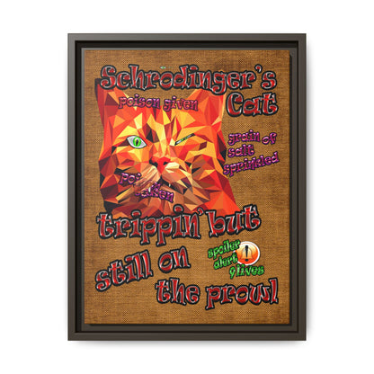 schrodinger's cat - framed canvas art (brown papyrus)