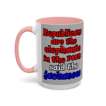 donkeys and elephants - Accent Mug (light grey)