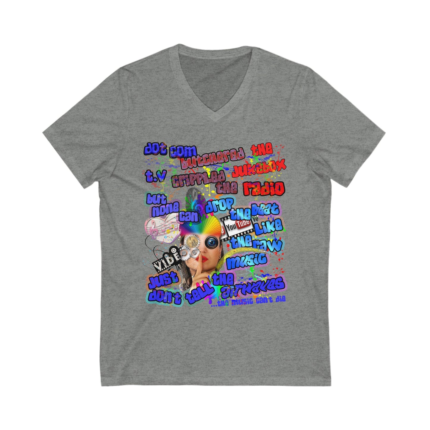 drop the beat - Unisex Jersey Short Sleeve V-Neck Tee