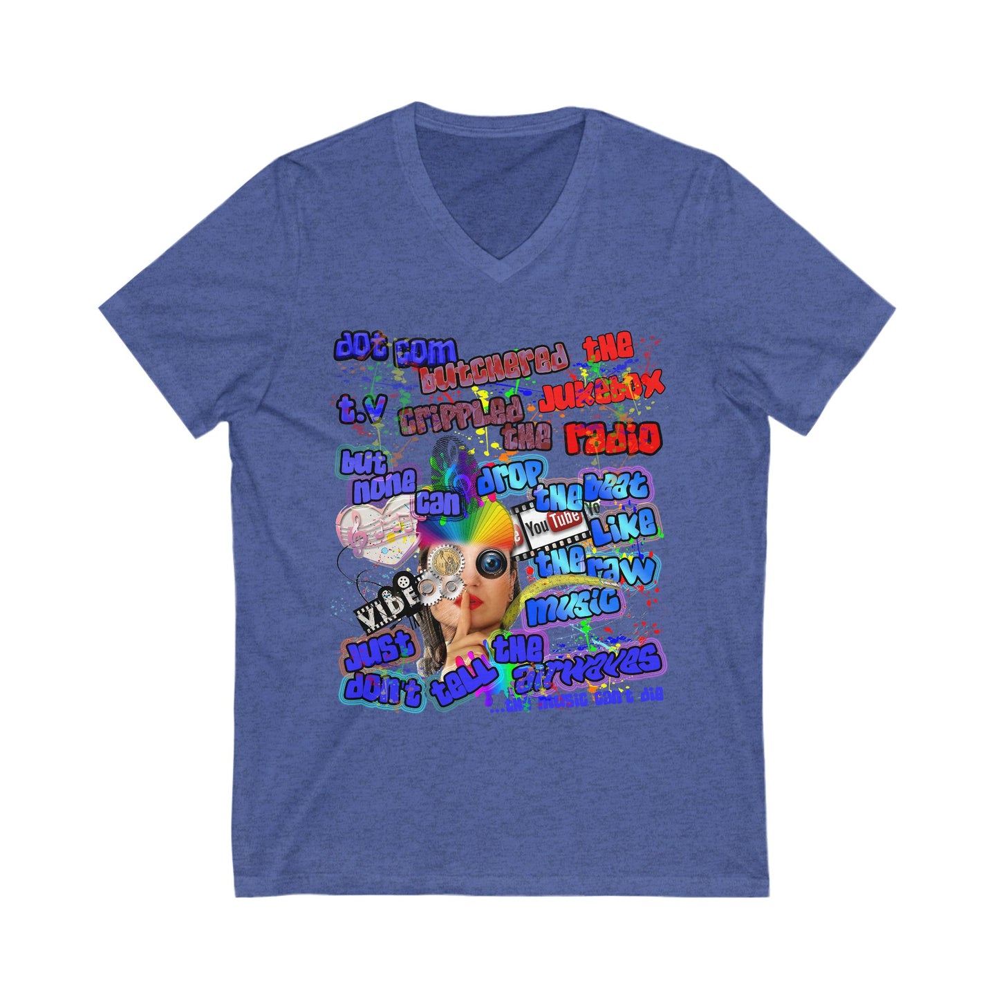 drop the beat - Unisex Jersey Short Sleeve V-Neck Tee