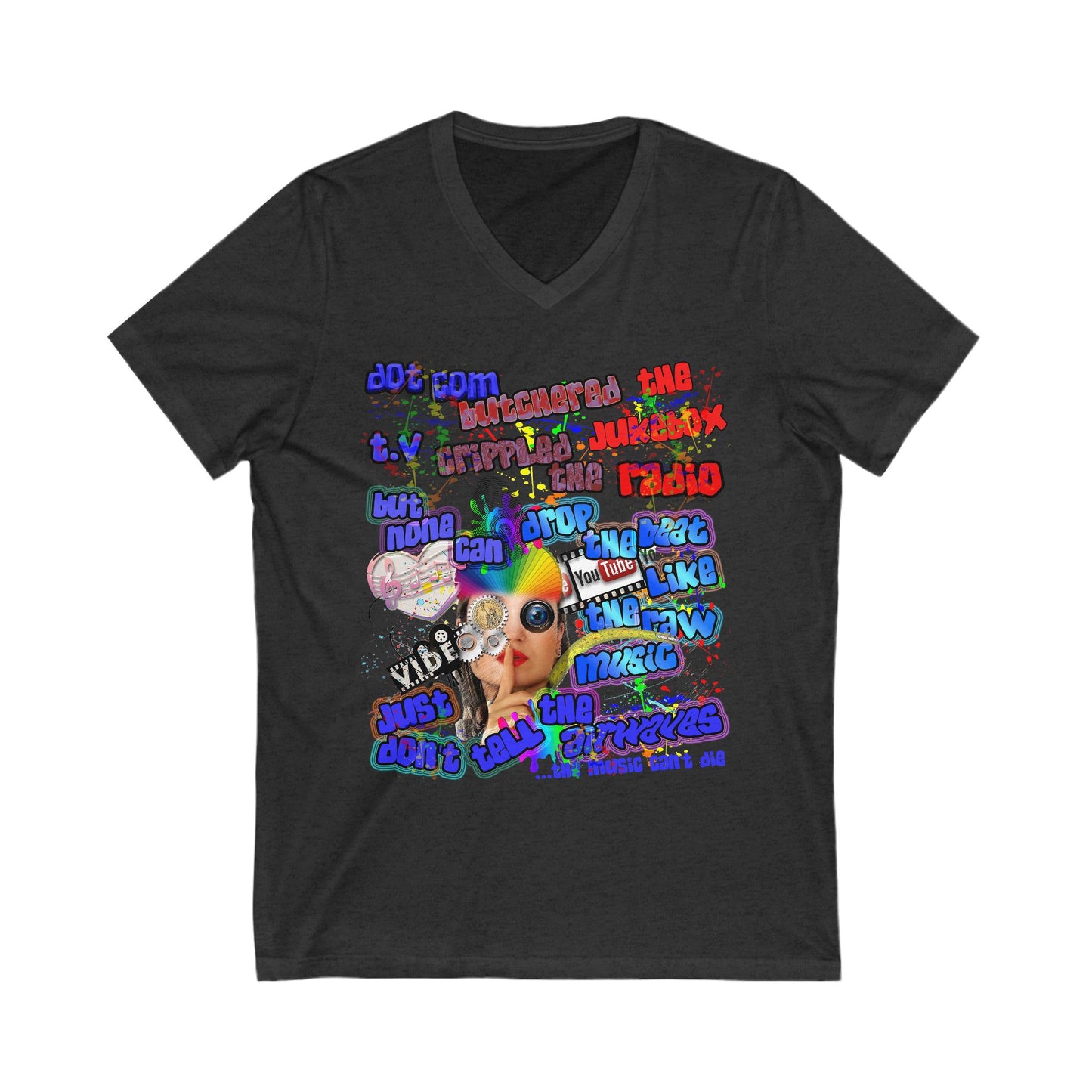 drop the beat - Unisex Jersey Short Sleeve V-Neck Tee
