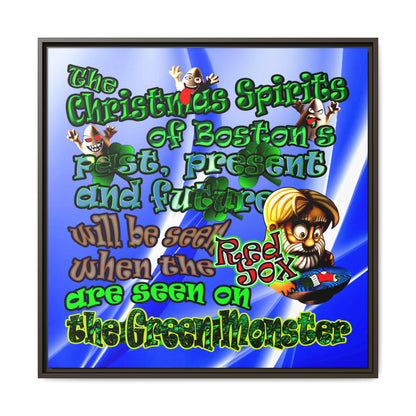 christmas spirits of boston - framed canvas art (blue-white wave)