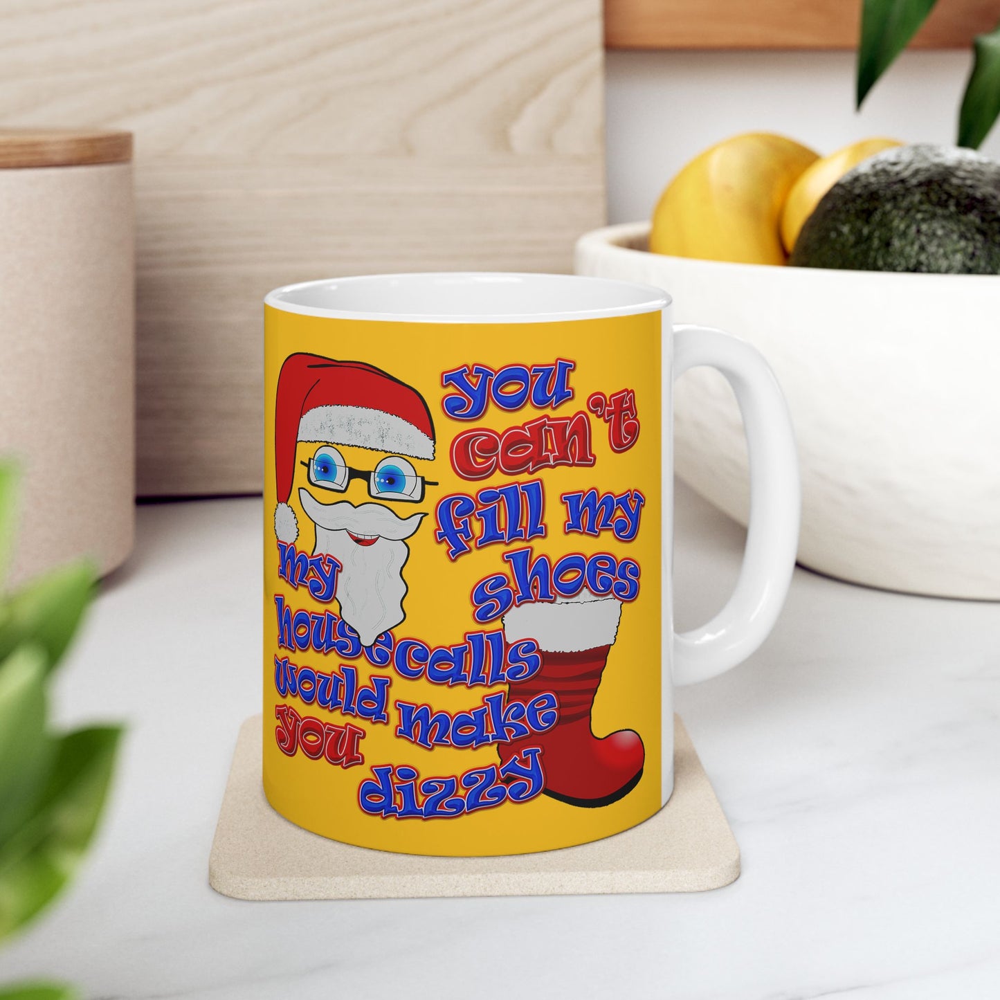 santa's shoes - White Mug (yellow)