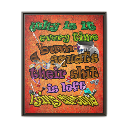 the bum's shit - framed canvas art (burnt orange)