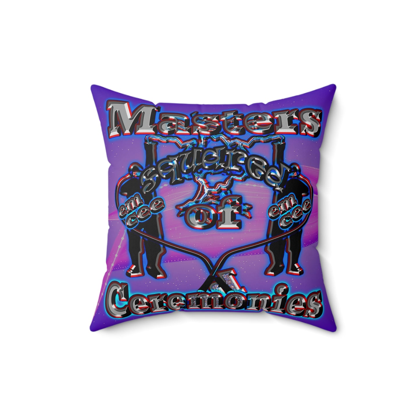 em cee squared - Spun Polyester Square Pillow - (purple-pink wave)