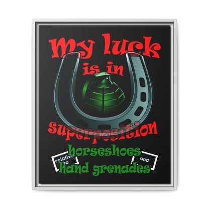 my luck - framed canvas art (black)