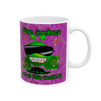 disc jockey - White Mug (pink swirl)