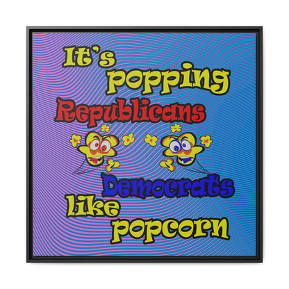 popping like popcorn - framed canvas art (light blue-purple wave)