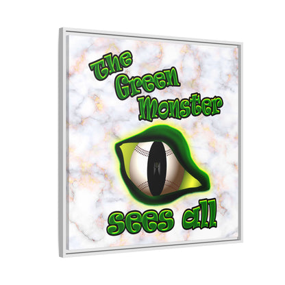 green monster - framed canvas art (white marble)