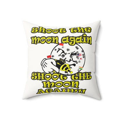 shoot the moon again - Faux Suede Square Pillow - (white)