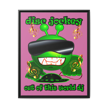 disc jockey - framed canvas art (light pink)
