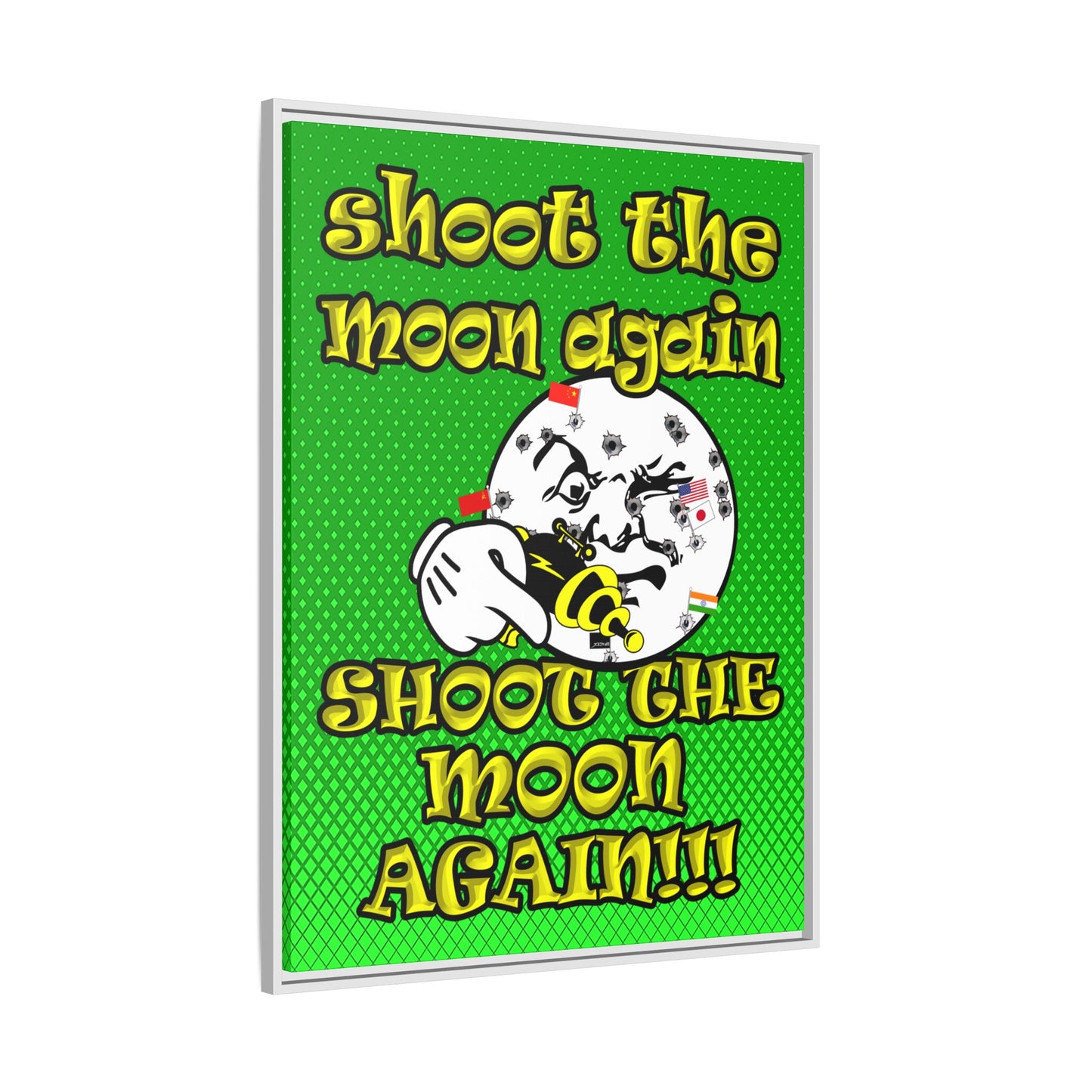 shoot the moon again - framed canvas art (logo green)