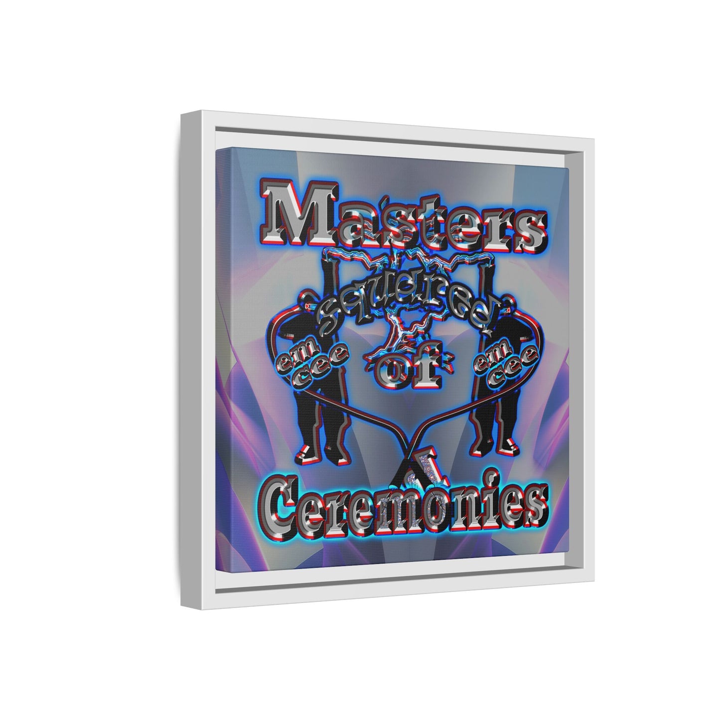 em cee squared - framed canvas art (grey-pink wave)