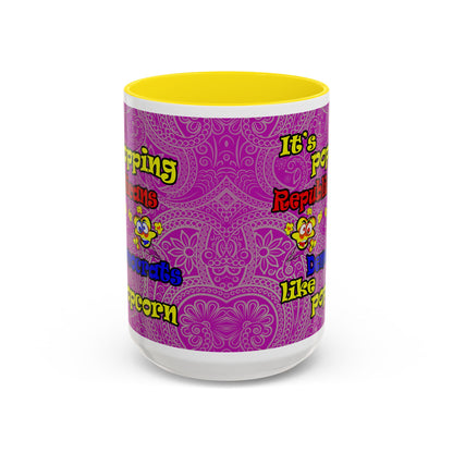 popping like popcorn - Accent Mug (pink swirl)