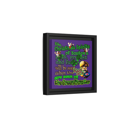 christmas spirits of boston - framed canvas art (purple)