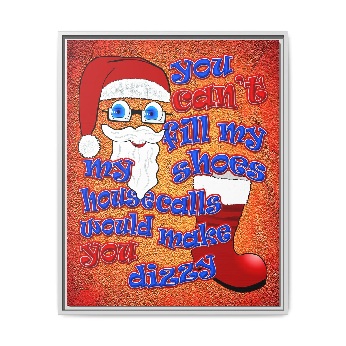 santa's shoes - framed canvas art (burnt orange)