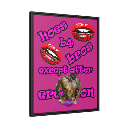 hoes b4 bros - framed canvas art (pink)