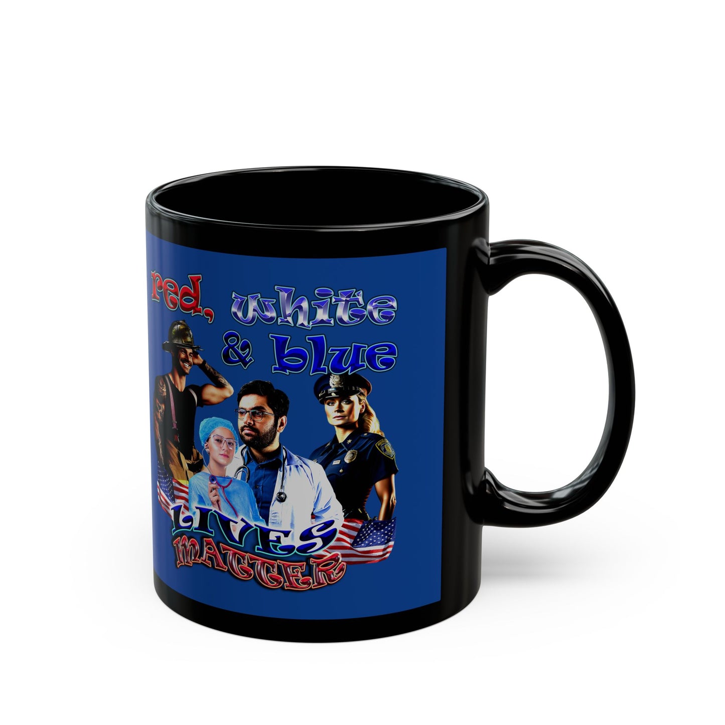 rw&b lives matter - Black Mug (dark blue)