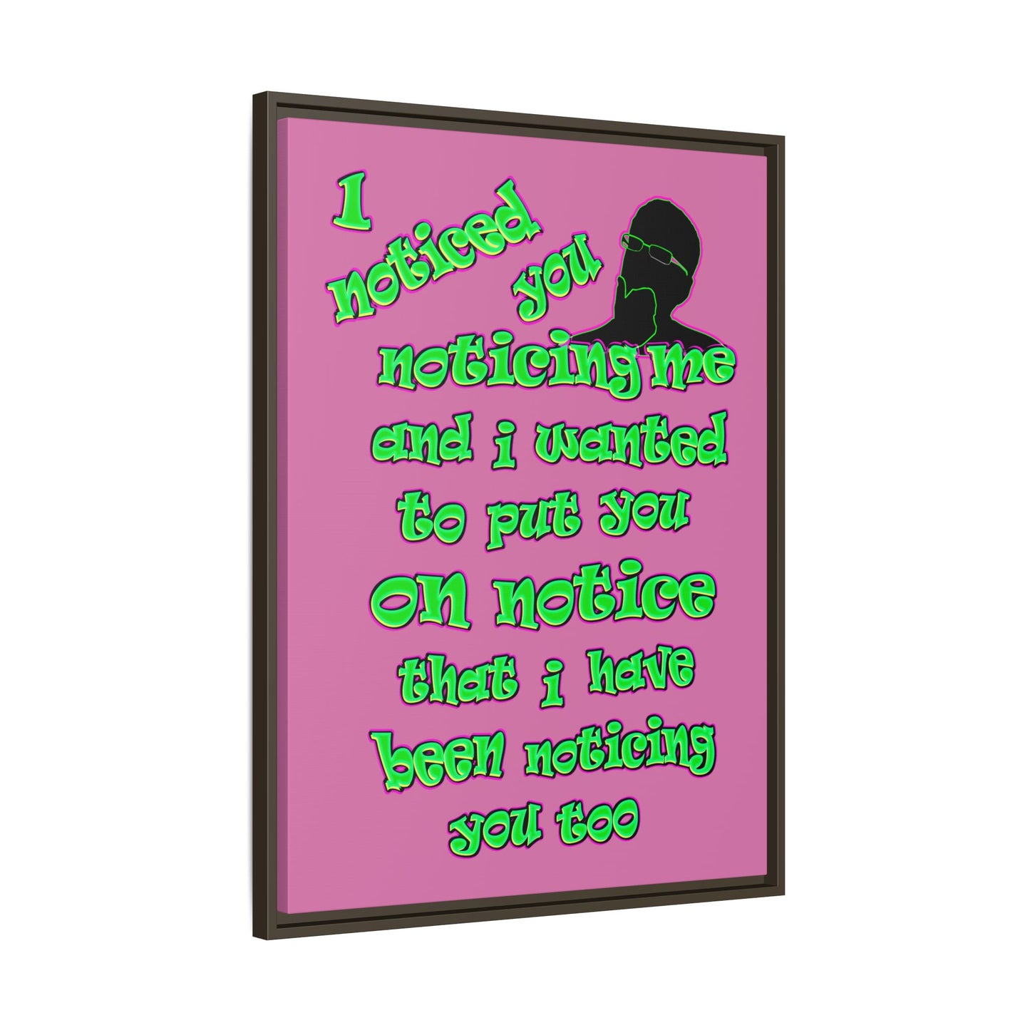 noticed you noticing - framed canvas art (light pink)