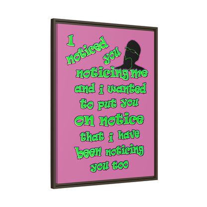 noticed you noticing - framed canvas art (light pink)
