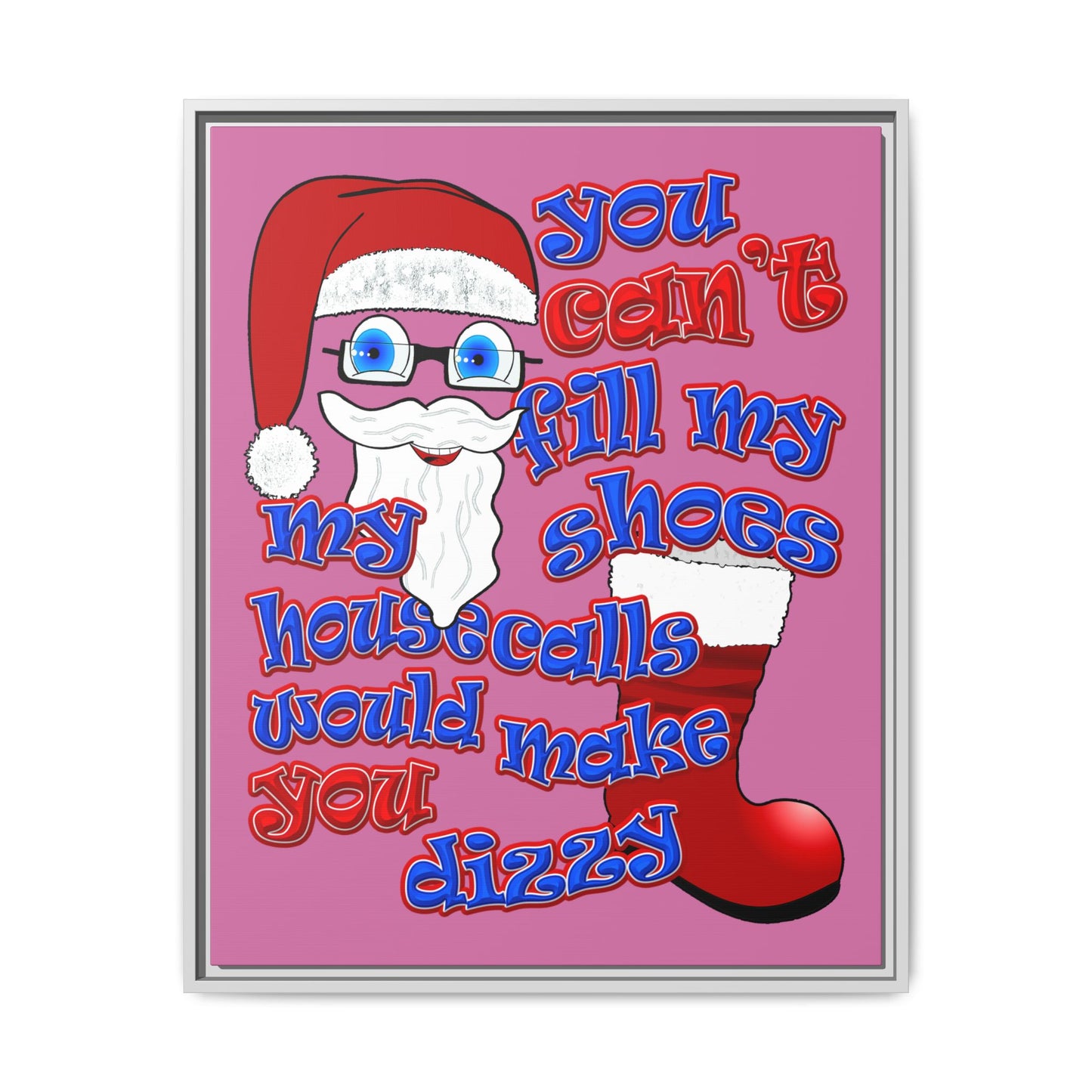 santa's shoes - framed canvas art (light pink)