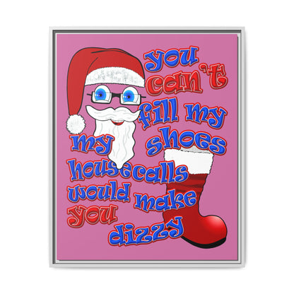santa's shoes - framed canvas art (light pink)