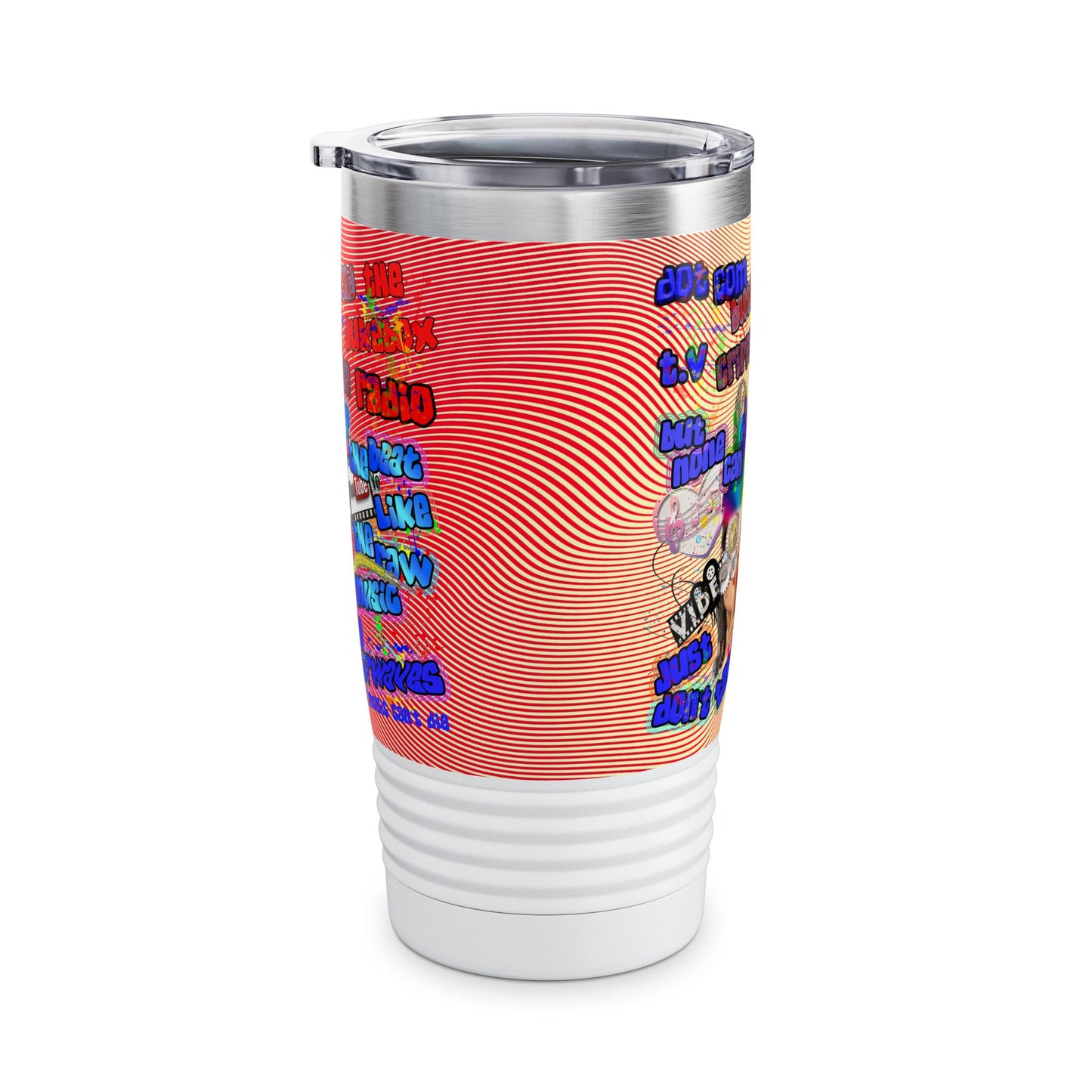 drop the beat - Ringneck Tumbler, 20oz  (yellow-orange wave)
