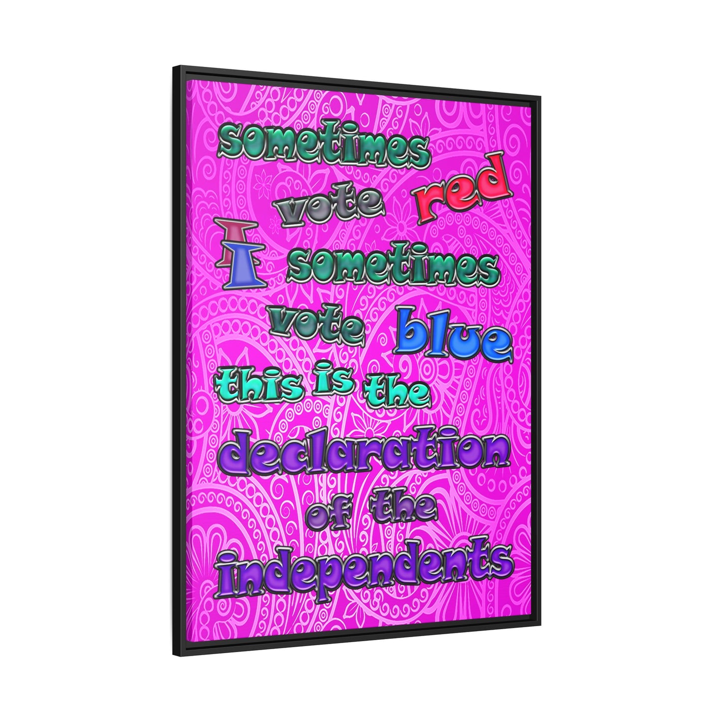 declaration of the independents - framed canvas art (pink swirl)